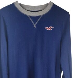 Hollister Sweatshirt Mens XL Blue Gray Crewneck Seagull Pullover Long Sleeve Y2K